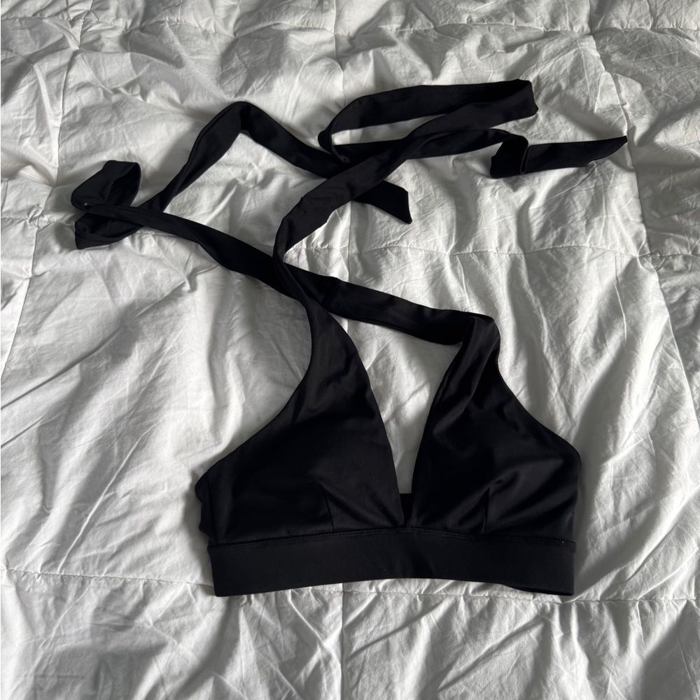 Black Triangle Tie-Back Top Size S, Adjustable Straps, Bralette Style
